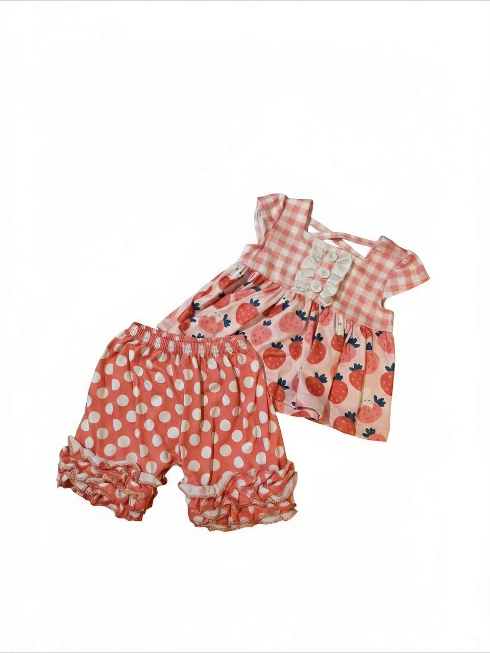 Marie Nicole Clothing Pink Gingham Strawberry Bunny Dress / Tunic 6-12M